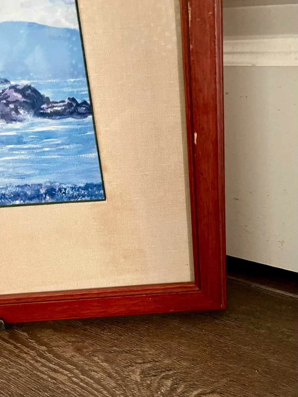 Framed Costal Landscape Print Pebble Beach California In Wood Frame 15/20 Inches